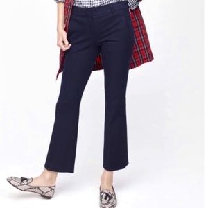 J Crew Petite Navy Blue Teddie Cropped Flare Pant